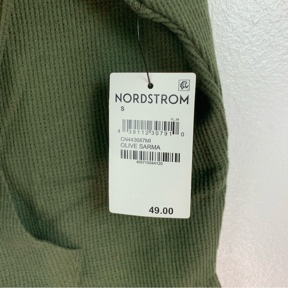 NWT Caslon Cozy Cassidy Cowl Neck Top Pullover Long Sleeve Thermal Olive Green - Picture 3 of 4